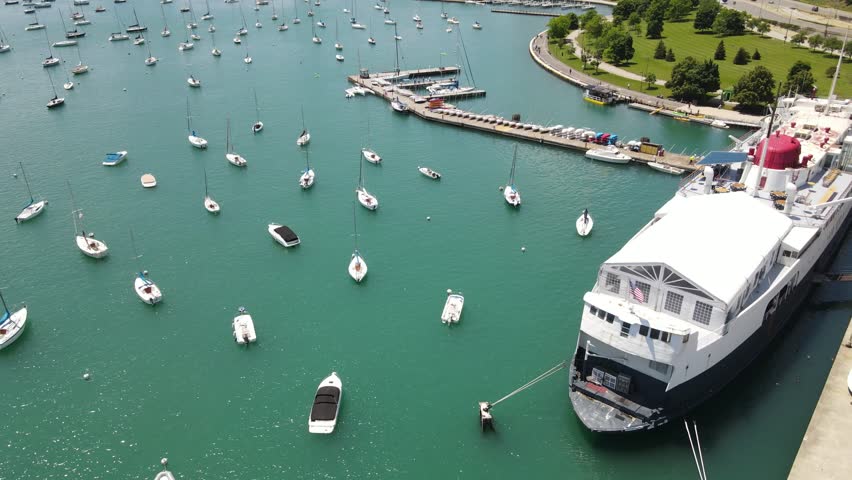 Boats in Lake Michigan in Chicago
