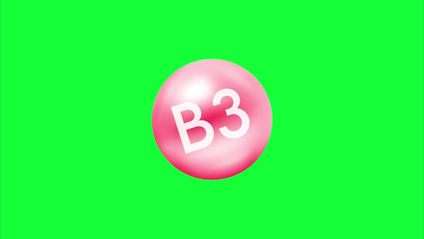 Pink vitamin B3 complex medicine capsule floating in the air. On green screen background. Anti aging beauty enhancement concept and health care. Can be used in food advertising media. 4K video.
