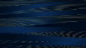 Concept abstract motion background with blue stripes and golden lines. Seamless looping. Video animation Ultra HD 4K 3840x2160