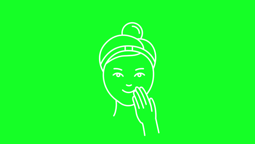 Animated clean skin white line icon. Beauty procedure. Skin care. Loop HD video with chroma key, alpha channel on transparent background, black solid background. Outline motion graphic animation