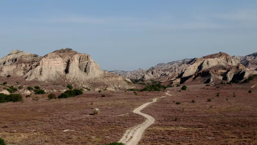 Panoramic view of beautiful unique rock formations in georgia mountains. Vashlovani national park.