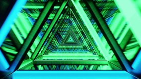 New green and blue triangle tunnel VJ loop background
