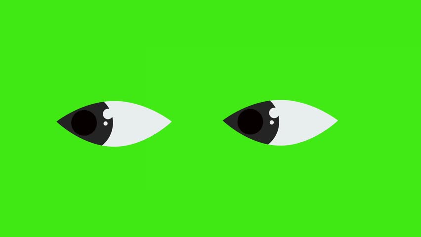 Cartoon eyes blink, looking from side to side on a green screen background. 4K eye ball animation. Royalty-Free Stock Footage #1100530829