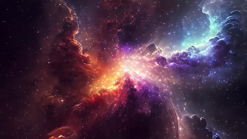stellar nebula. galaxy in deep space. deep space exploration. star fields and nebulas in space. animation of flying through glowing nebulae, clouds and stars field Royalty-Free Stock Footage #1100533579