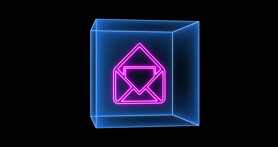 Mail icon turn around loop with alpha channel