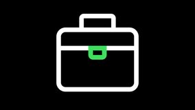 Currency Icon Design, Briefcase Icon Looping Animation with Alpha Channel Transparent Background