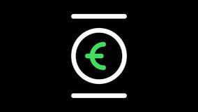 Currency Icon Design, Euro Icon Looping Animation with Alpha Channel Transparent Background