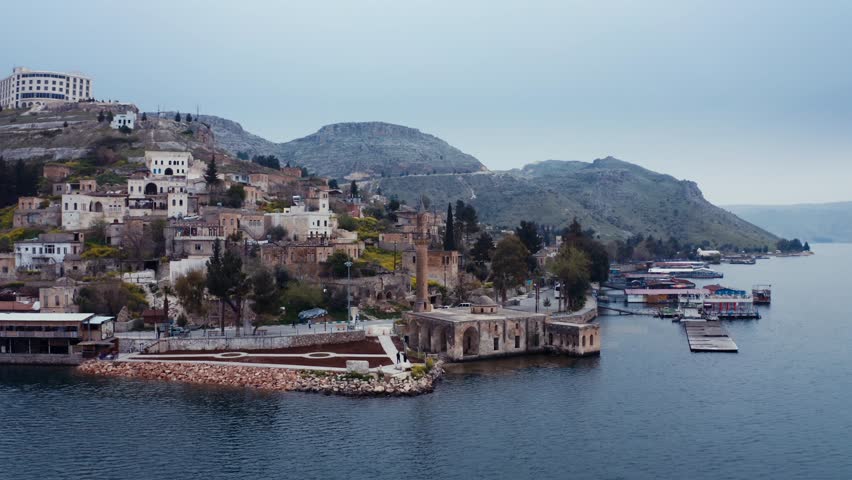 Aerial view of Halfeti town . Sanlıurfa Turkey. 4K | Shutterstock HD Video #1100535751