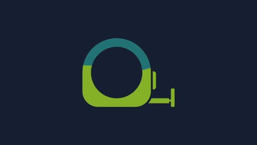 Yellow Roulette construction icon isolated on blue background. Tape measure symbol. 4K Video motion graphic animation.