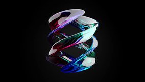 CGI animation of 3d Abstract wavy glass smooth colourful liquid shape, ball, deformation process, spherical glass round wavy form on black background. 3D Illustration - Powered by Shutterstock - Get 15% off with code: PIKWIZARD15