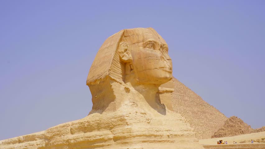 Close-up of the Great Sphinx of Giza on the Giza Plateau, Egypt