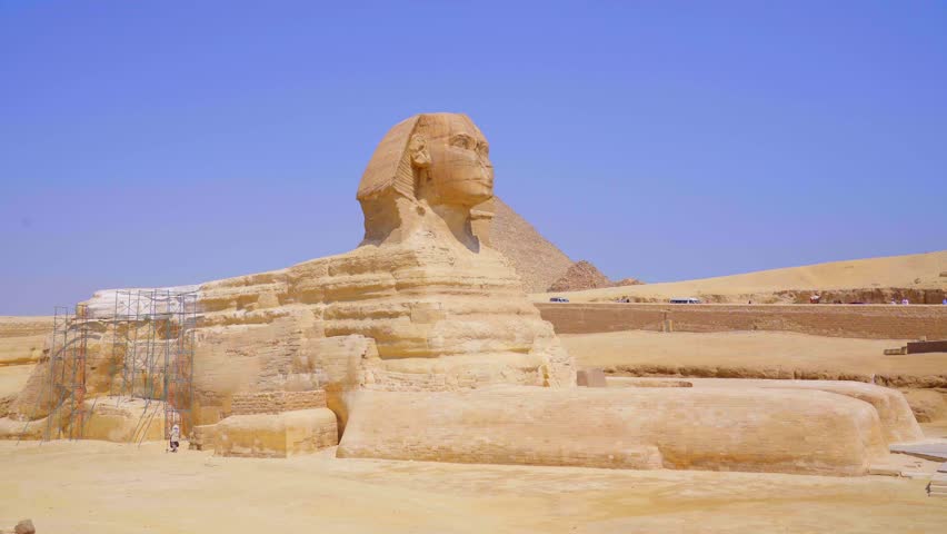 Body of the Great Sphinx of Giza on the Giza Plateau, Egypt