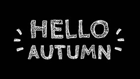 hello autumn text animation in doodles style on transparent background. Lettering typography. Seasons Greetings