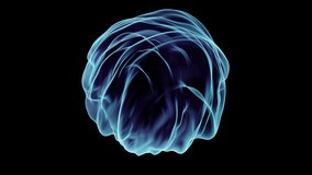 Abstract 3d video animation of a colorful blue ball of energy pulsating - 4k video