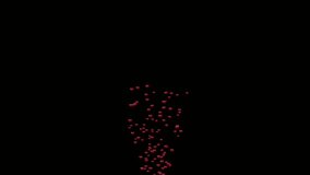 Red Heart bubbles Moving  stock video on black screen 