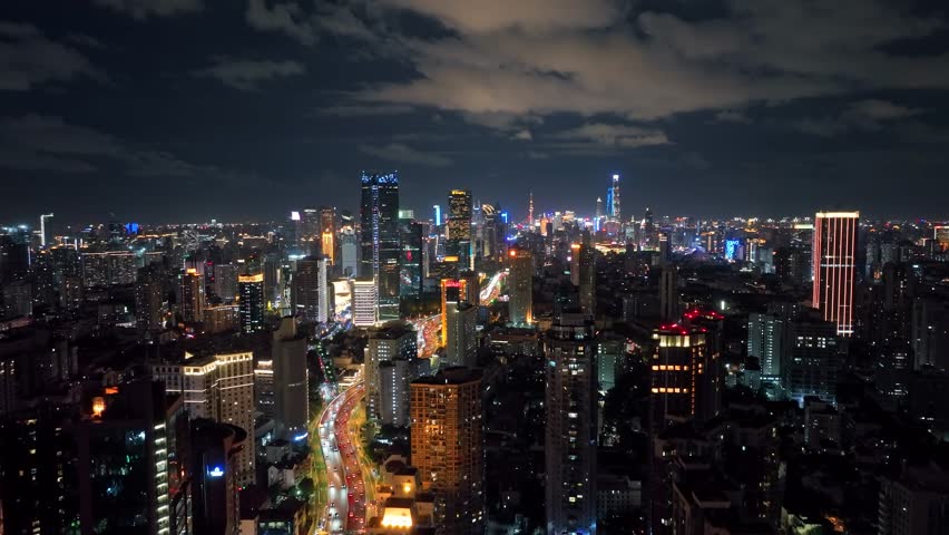 Aerial view of shanghai,Night view.