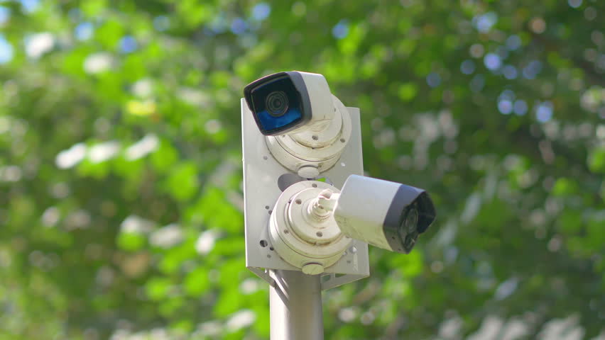 Security cameras in the city in 4k slow motion 60fps Royalty-Free Stock Footage #1100606877