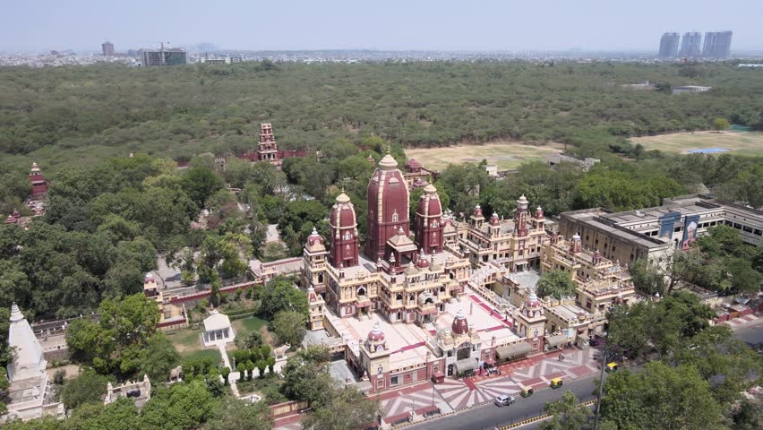 An Aerial Shot of Birla Mandir at New Delhi in India