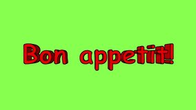 Bon appetit. Text. 3d video animation. Background with green chroma key background video 4k looped new