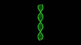 3D DNA strand rotates on black bg. Object dissolved green flickering particles 60 FPS. Business advertising backdrop. Science concept. For title, text, presentation. 3D animation. - Powered by Shutterstock - Get 15% off with code: PIKWIZARD15