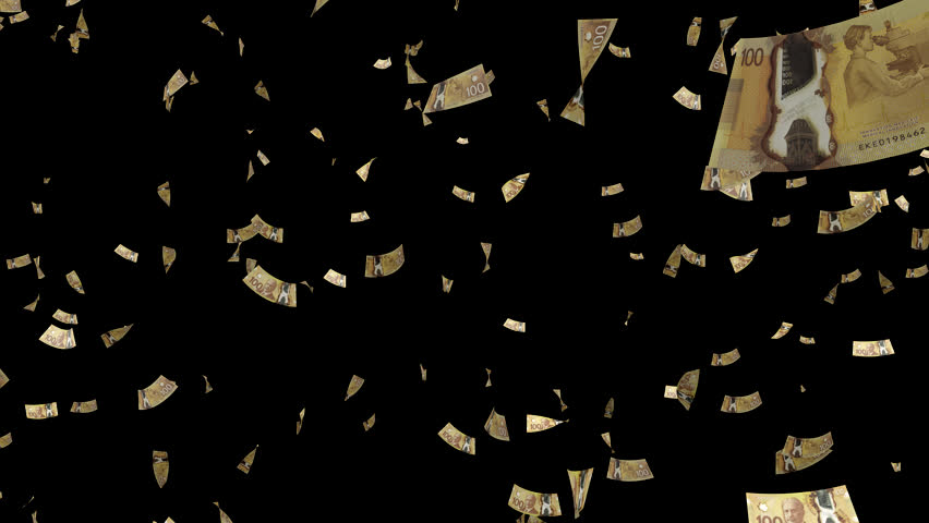 Money rain. Alpha channel. 3D render. CAD paper banknotes falling down. Canadian dollars money falling. Concept of success and abundance. FInancial and business concept | Shutterstock HD Video #1100618081