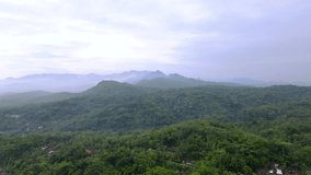 Aerial view of nature landscape with view of forests and hill with human civilization - Tropical Country