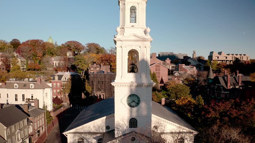 Aerial view neighborhood city of Providence First Unitarian Church RI