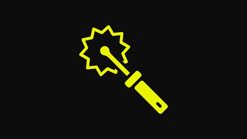 Yellow Cutter roll for honey icon isolated on black background. Tool of the beekeeper. 4K Video motion graphic animation.