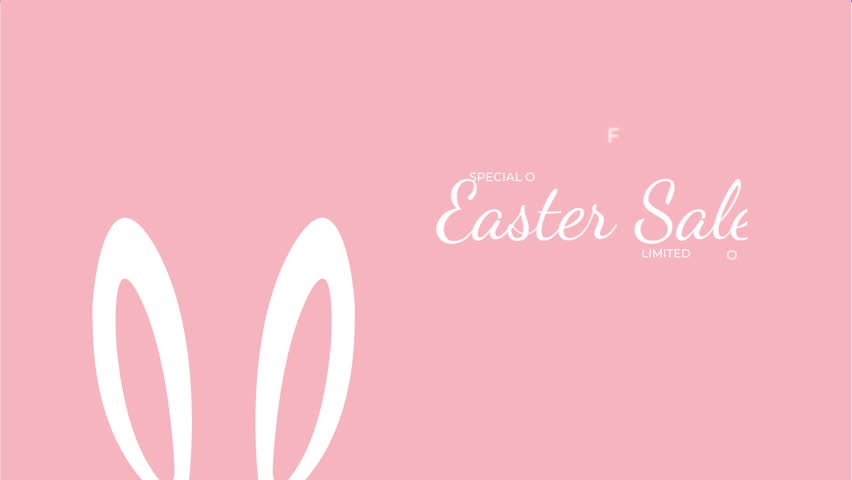Easter sale 4k animated text. Easter bunny. Special offer, limited time. Minimalistic motion animation. Happy Easter Sale Event Animation