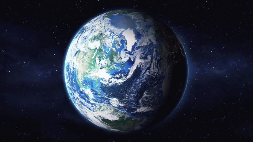 Earth zoom in from space to Markham, Ontario, Canada in Civic Centre. Followed by zoom out through clouds and atmosphere into space. Satellite view. Travel intro