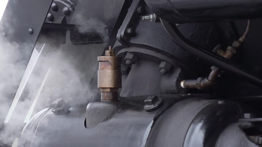Steam engine train vintage locomotive with passenger cars railroad Spring Summer Fall 4K-_40