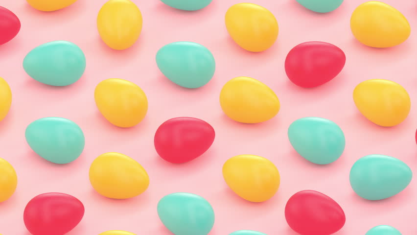 Colorful Easter Eggs grid animation. Eggs spin on pink background. Loopable Royalty-Free Stock Footage #1100645119