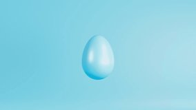 Blue painted egg shell peel and reveal orange egg. Easter egg animation concept. 3d render