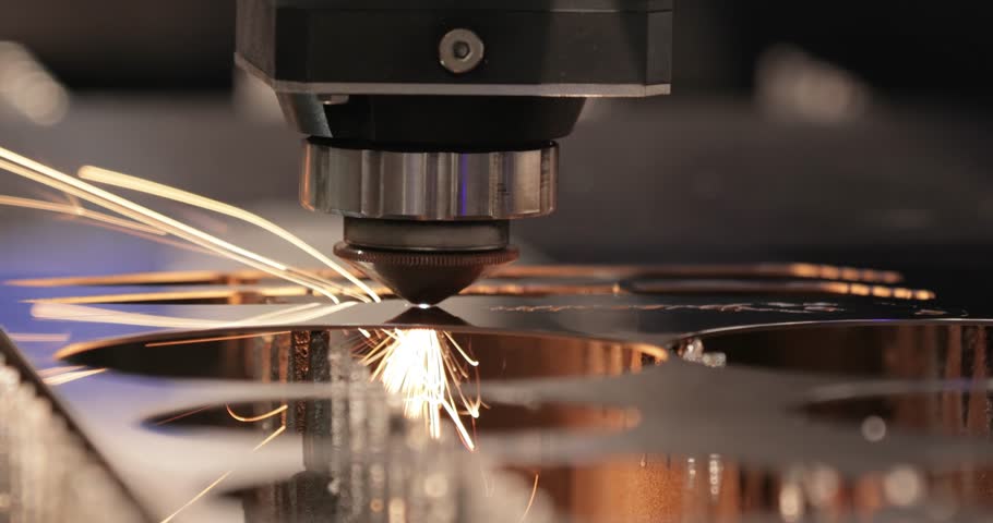 CNC Laser cutting of metal, modern industrial technology. | Shutterstock HD Video #1100648913