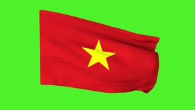 Flag of Vietnam on a green screen. 3D animation.