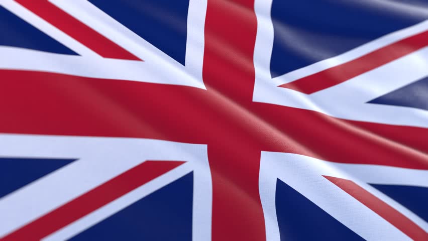 Slow motion loop of an United Kingdom flag waving in the wind