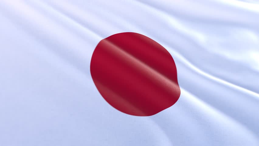 Slow motion loop of an Japan flag waving in the wind