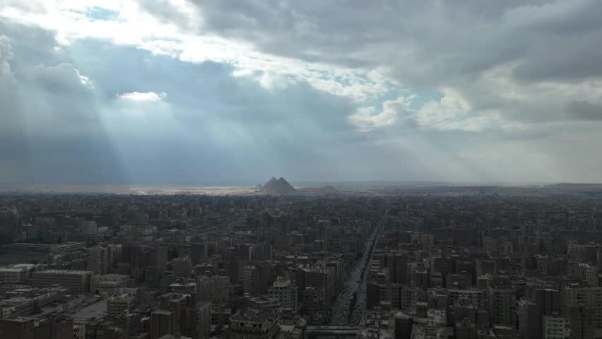 Timelapse for Giza Pyramids drone shot