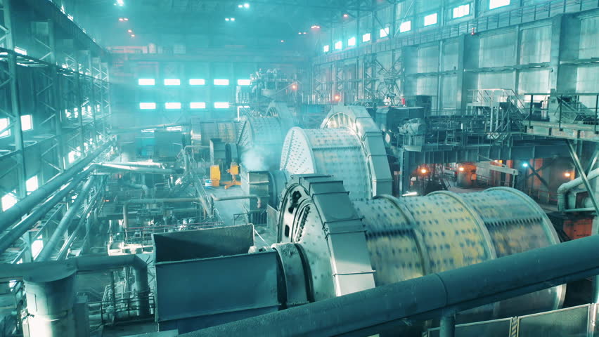 Mining factory with the mills grinding copper ore