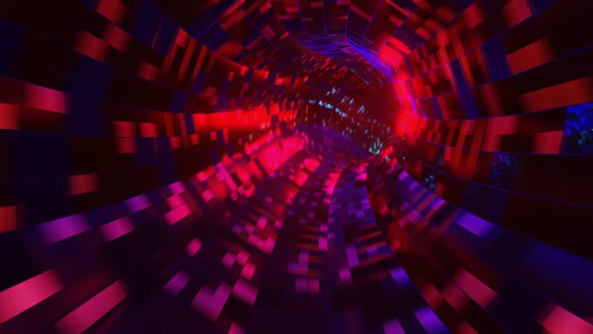 Experience a mesmerizing loop animation of a sci-fi tunnel with colorful lights, creating a kaleidoscopic and immersive infinity scene. Royalty-Free Stock Footage #1100669691