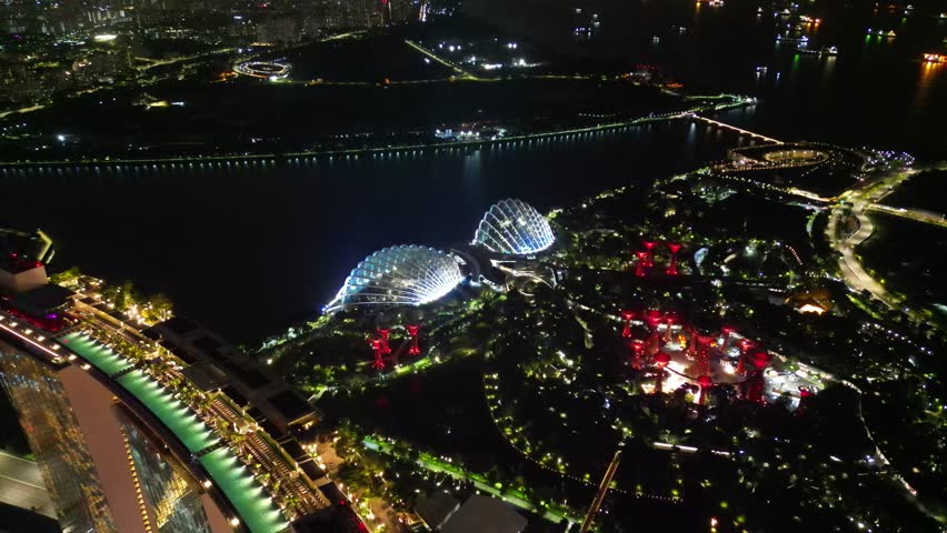 Marina Bay Sands Singapore at night Royalty-Free Stock Footage #1100695699