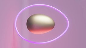 Happy Easter greeting card Silver egg levitating purple neon 3d animation loop. Contemporary creative minimalist style Modern party invitation design. Social media monochrome content vertical template - Powered by Shutterstock - Get 15% off with code: PIKWIZARD15