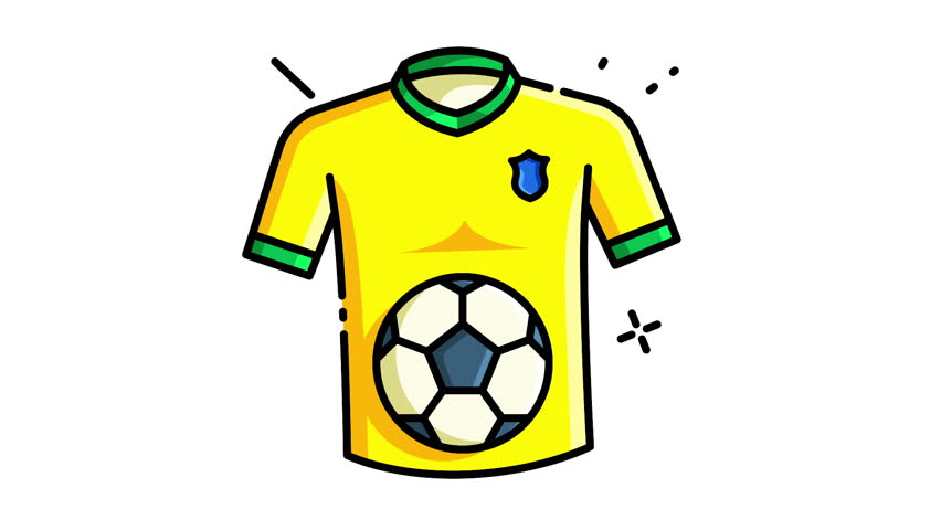 Football Filled Animated Icon. Brazilian Carnival Icon Concept Isolated on White Background. 4K Ultra HD Video Motion Graphic Animation.