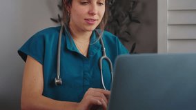 Medical professional communicating with Patient over video call from home.