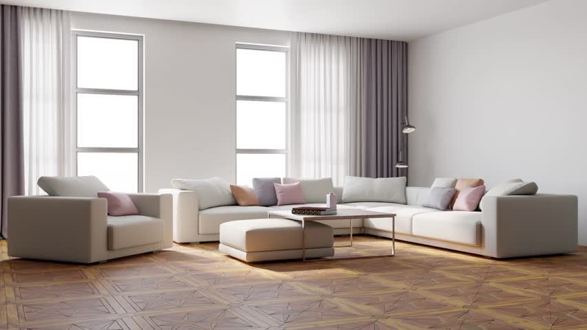 3d video rendering footage contemporary interior design of the living room. Stylish interior of the living room | Shutterstock HD Video #1100714309