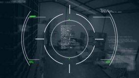 Animation of scope scanning over data processing against warehouse. Computer interface and logistics business technology concept - Powered by Shutterstock - Get 15% off with code: PIKWIZARD15