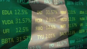 Animation of financial data processing over flag of nigeria. Global business, finances, computing and data processing concept digitally generated video. - Powered by Shutterstock - Get 15% off with code: PIKWIZARD15