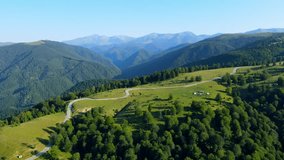 Aerial drone footage of a Romanian mountain road – Transalpina. It is a 148 km national road located in the Southern Carpathians of Romania and is one of the highest roads of the Carpathian Mountains.