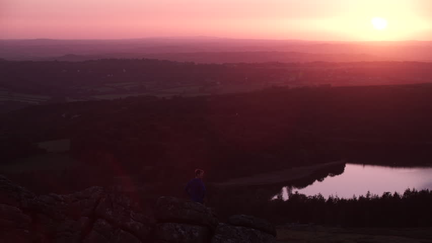 Sunset Dartmoor National Park looking over Burrator Reservoir
