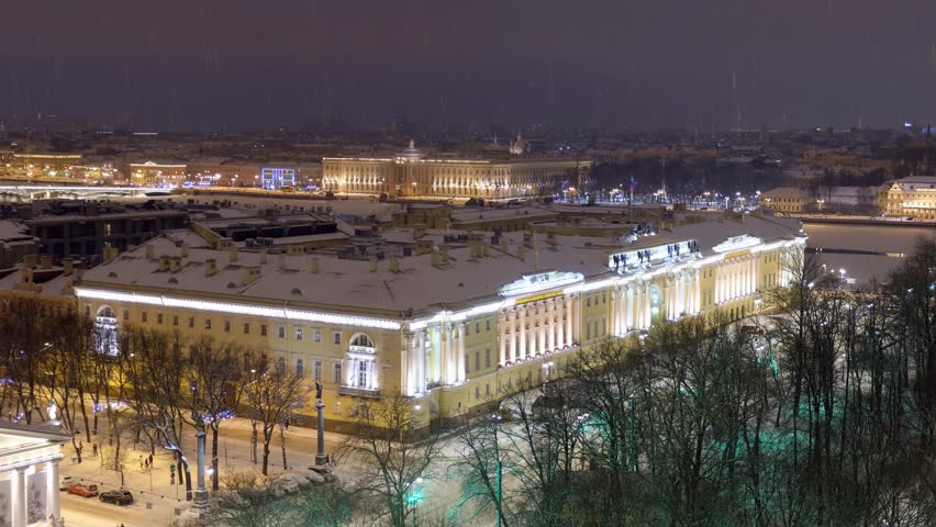 Video of the Senate and Synod buildings (now Constitutional Court) under the heavy snow as seen from St. Isaac